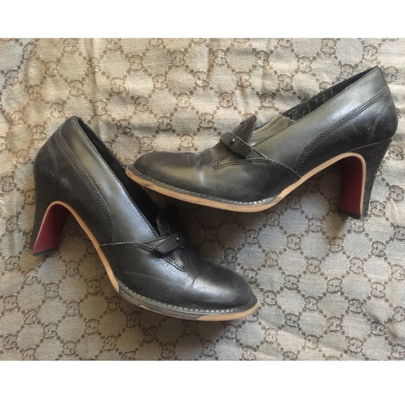 DIESEL ‘Dottie’ Round Closed Toe Red Bottoms Leather Classic Retro Black Pumps 3 - Picture 1 of 8